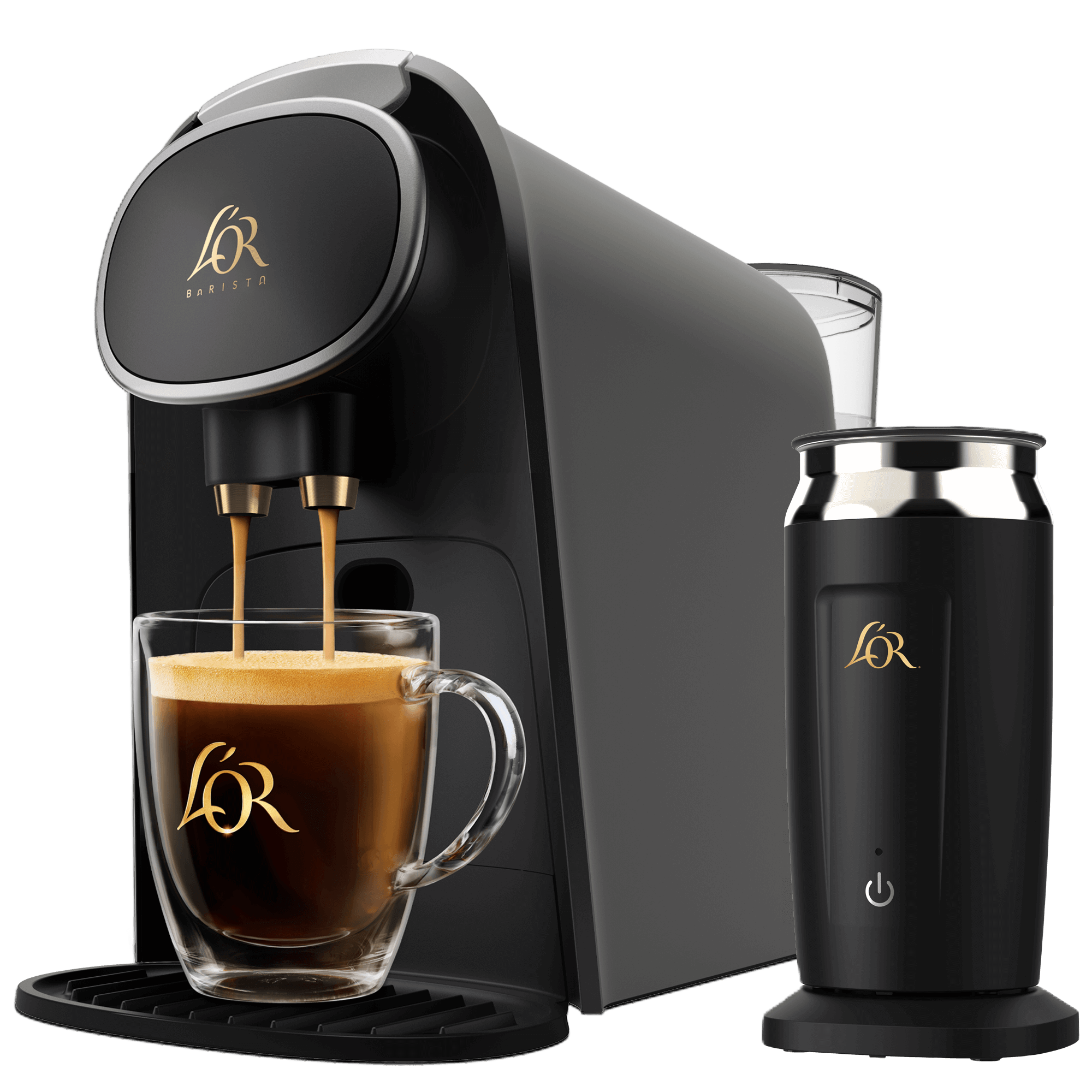 L'OR Barista Frother Bundle Cashmere Grey with Brushed Silver Accents
