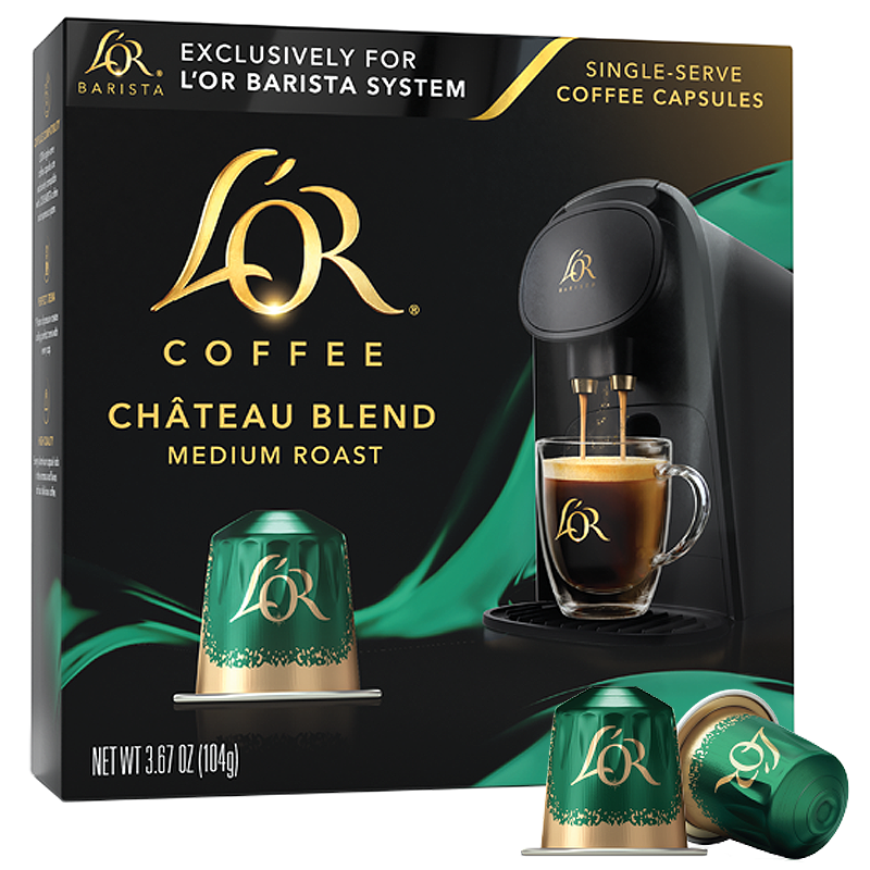 Image of L'OR Chateau Coffee Box with Capsules.