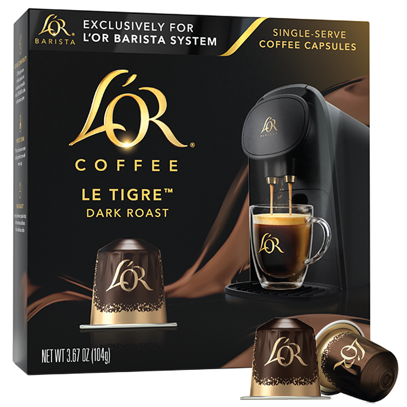 Image of L'OR Le Tigre Coffee Box with Capsules.