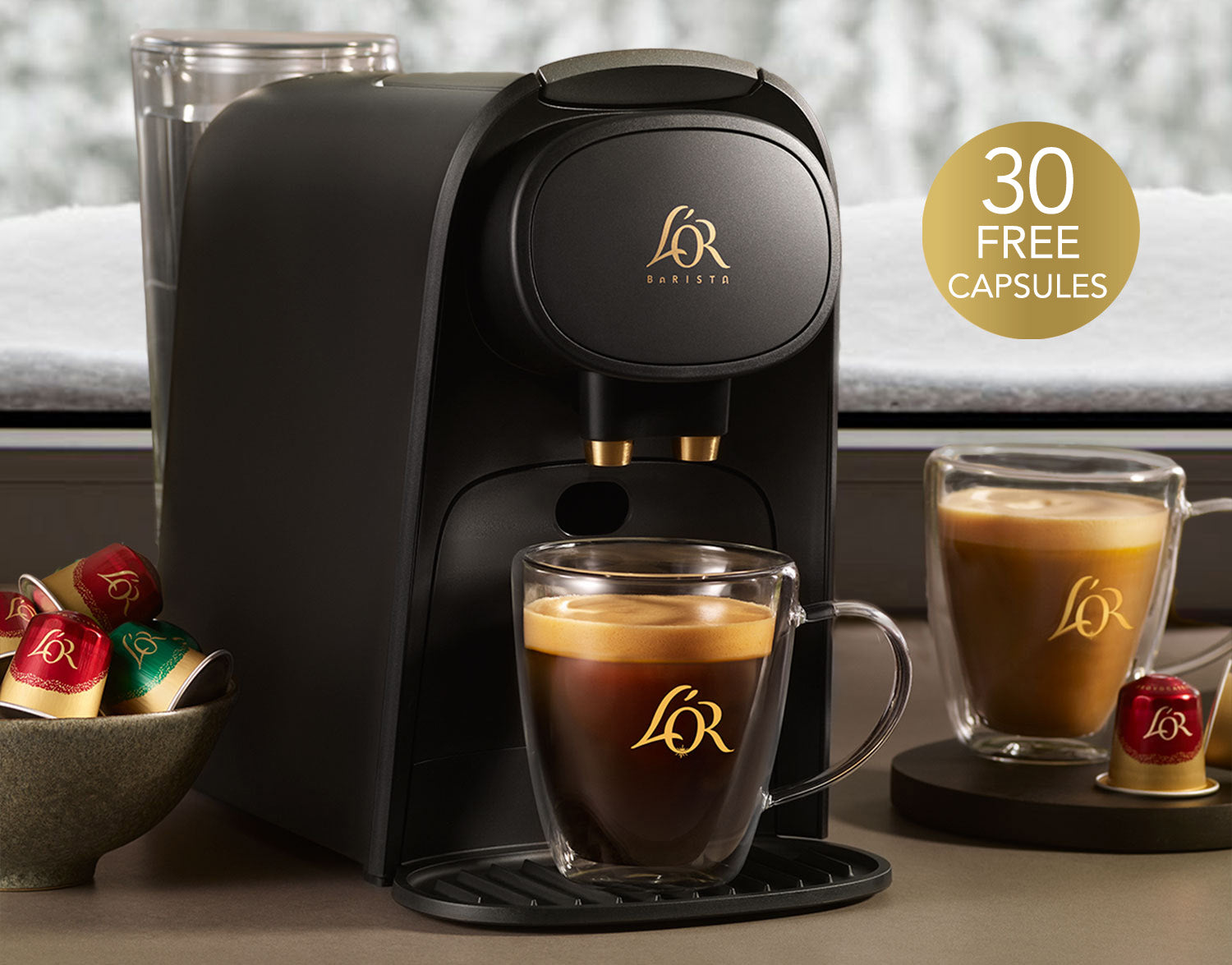 L'OR Máquina de café y espresso Barista System con 30 cápsulas de chocolate  espresso
