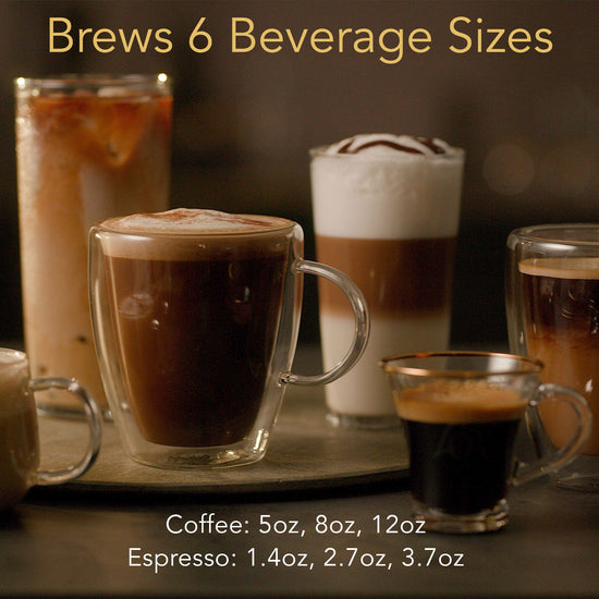 Image of various coffee & espresso beverages.