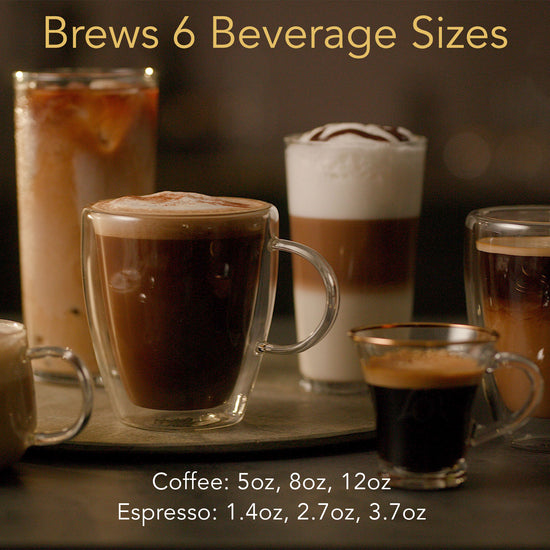 Image of various coffee & espresso beverages. 