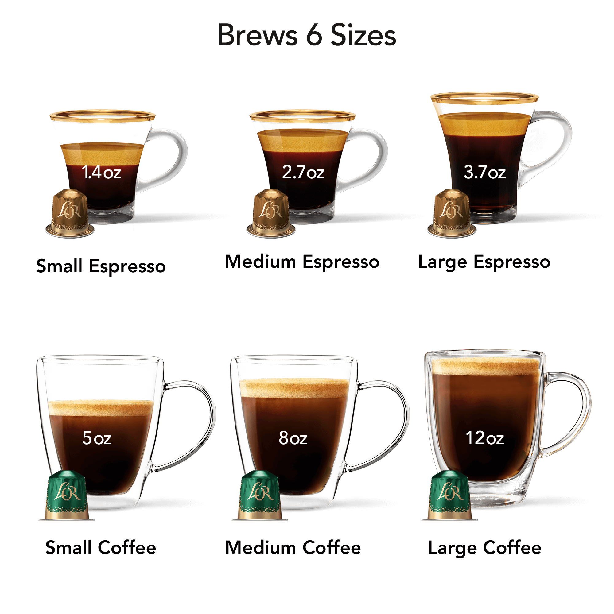 Image of Cashmere Grey L'OR BARISTA System 6 brew sizes