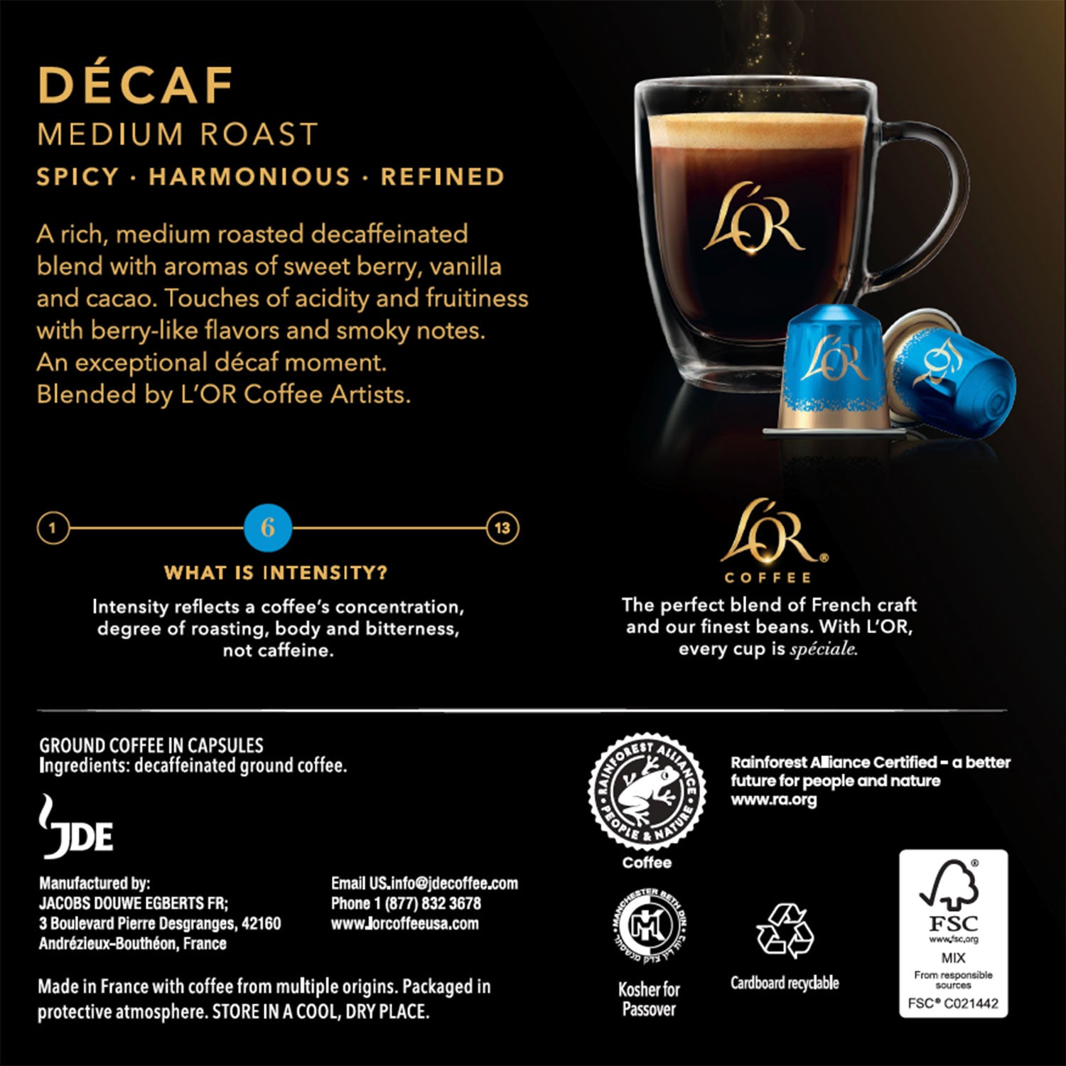 Back of the Decaf Blend box.