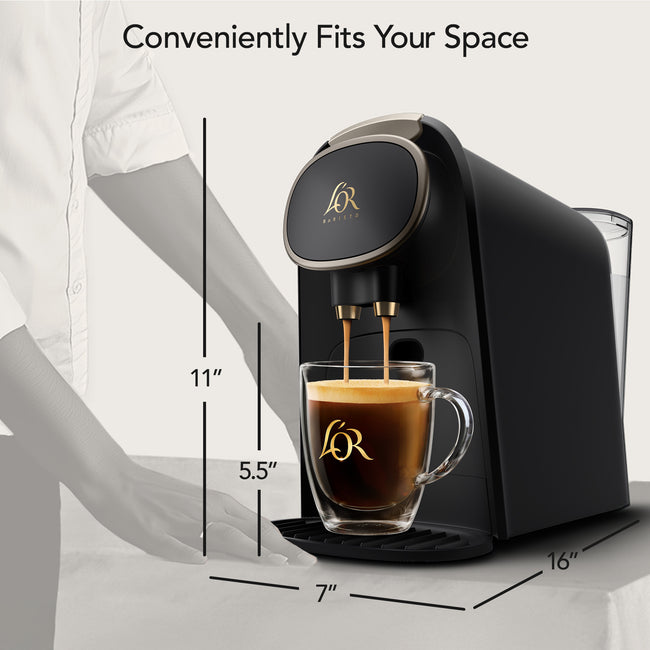 Image of L'OR BARISTA System with Champagne Gold Accents with dimensions