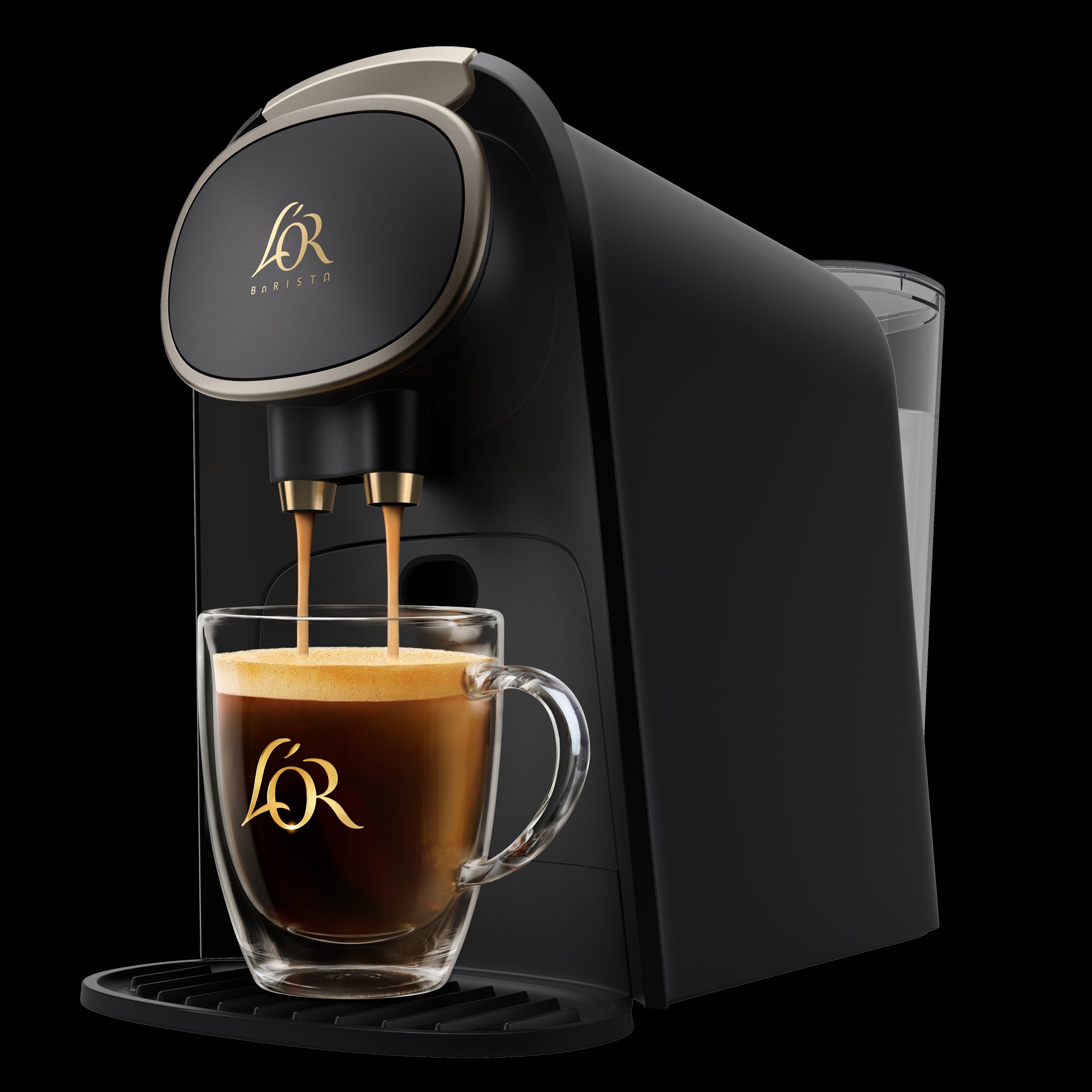 Image of L'OR BARISTA System in in black with champagne gold accents