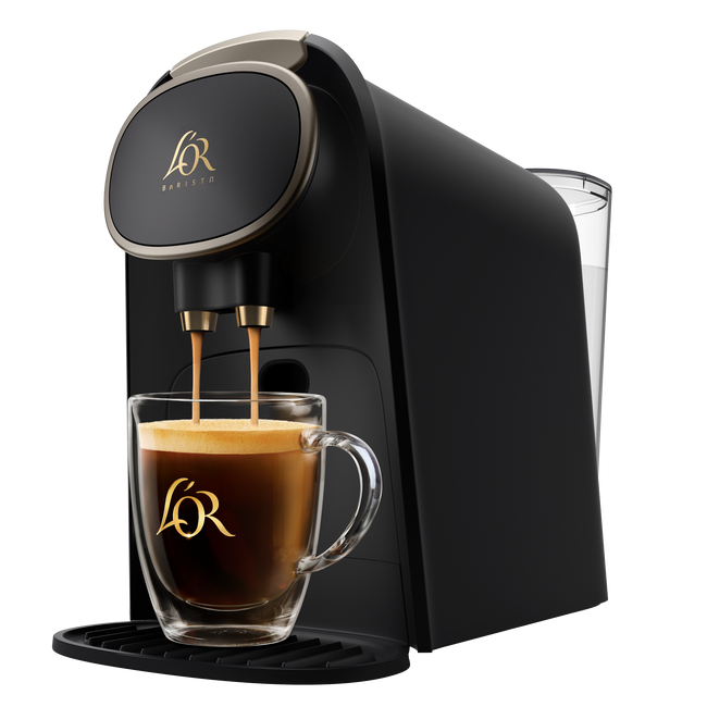 Image of L'OR BARISTA System in in black with champagne gold accents