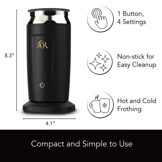 Image of frother with dimensions