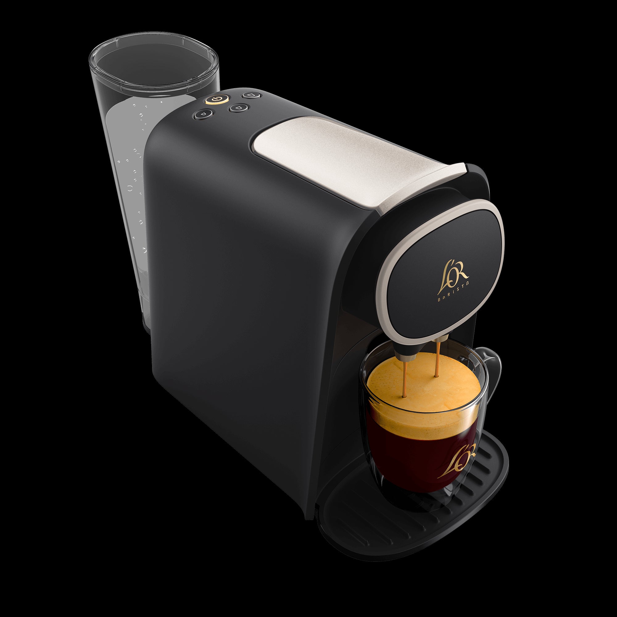 Image of L'OR BARISTA System Black with Champagne Gold Accents from the top