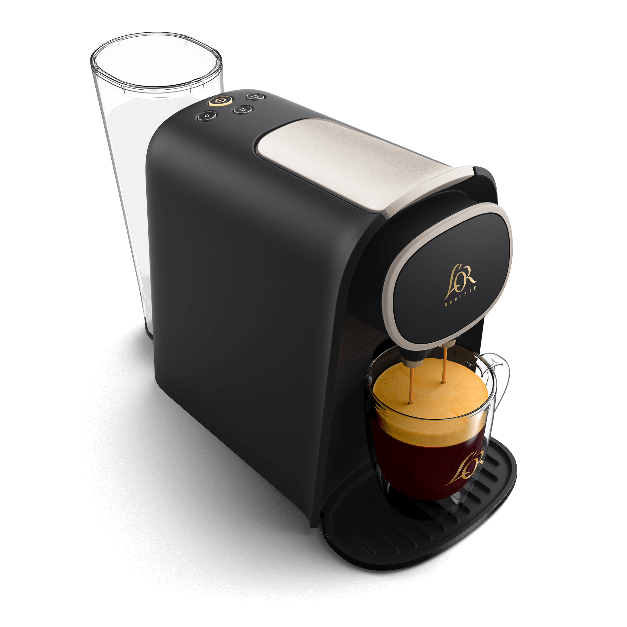 Image of L'OR BARISTA System Black with Champagne Gold Accents from the top