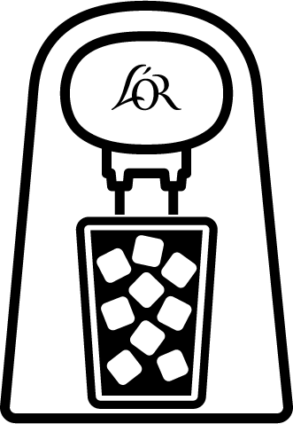 Icon of L'OR BARISTA dispensing coffee into a cup filled with ice.