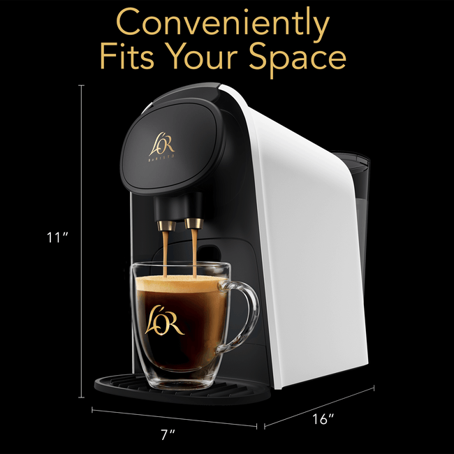 Image of L'OR BARISTA System with dimensions.