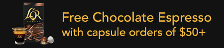 Free Chocolate Espresso 10 Pack with capsule orders of $50+