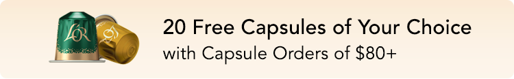 Image with offer of 20 free capsules with orders of $80 or more. 