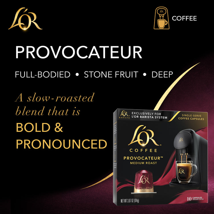Provocateur is a slow roasted blend that is bold and pronounced. 