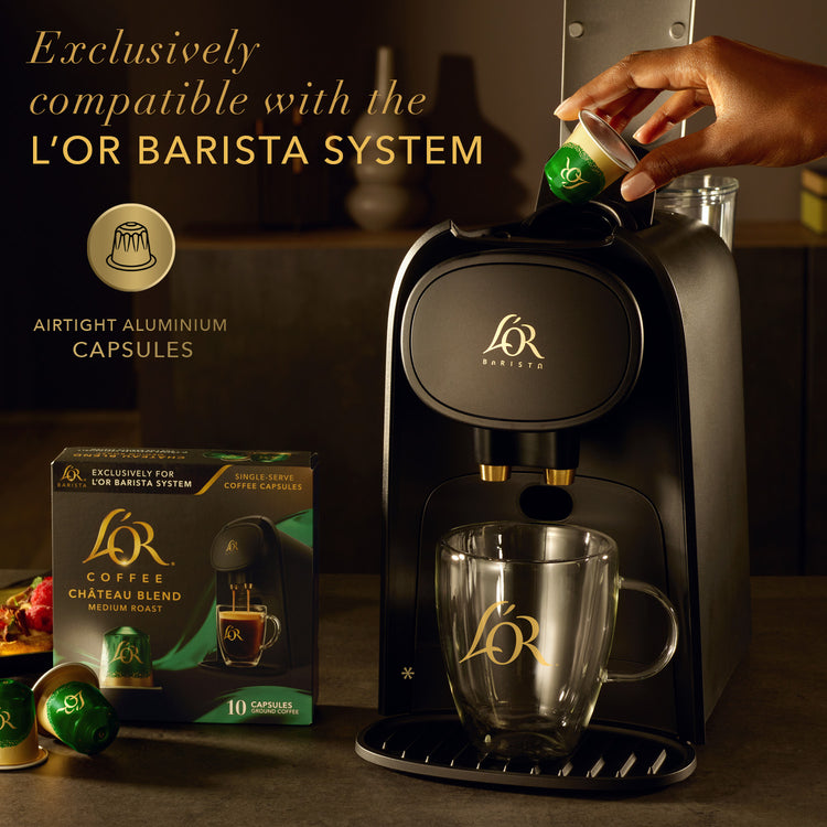 Coffee capsules are exclusively compatible with the L'OR BARISTA Syste