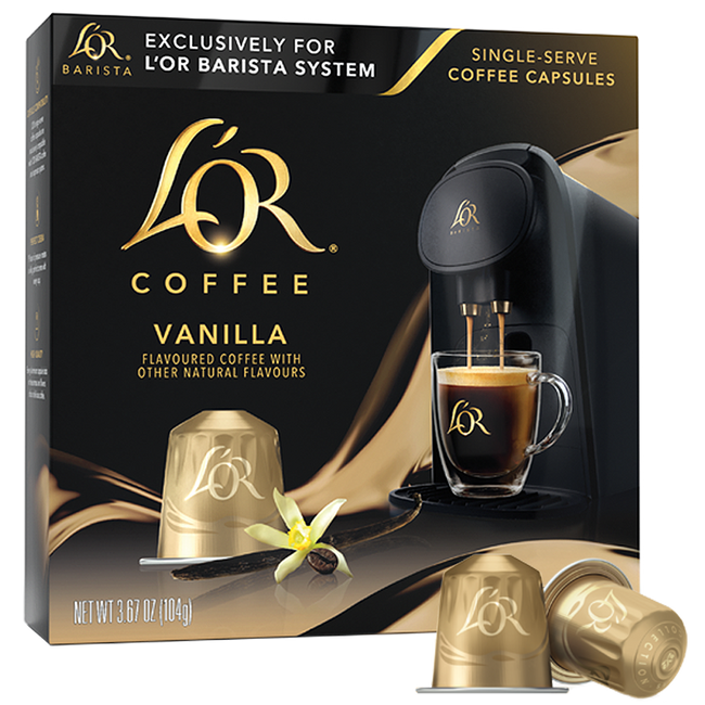 Image of L'OR Vanilla Coffee Box with Capsules.