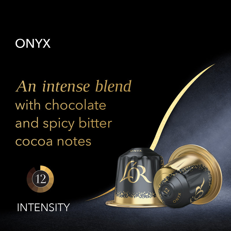 L'or Espresso Pods, 50 Capsules Espresso Onyx, Single Cup Aluminum Coffee Capsules Compatible with Nespresso Original Machine
