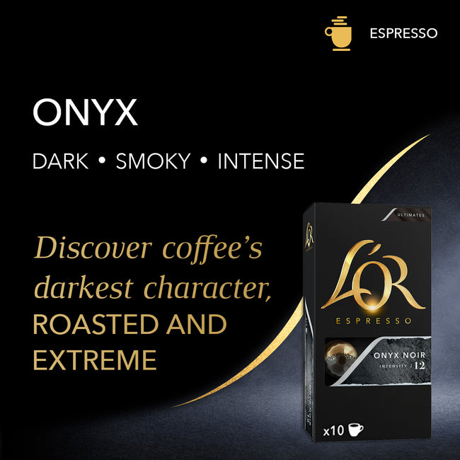 Image that describes Onyx - Discover coffee's darkest character, roasted and extreme.